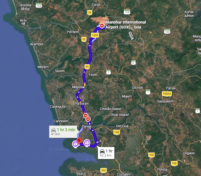 Route from Manohar International Airport to venue